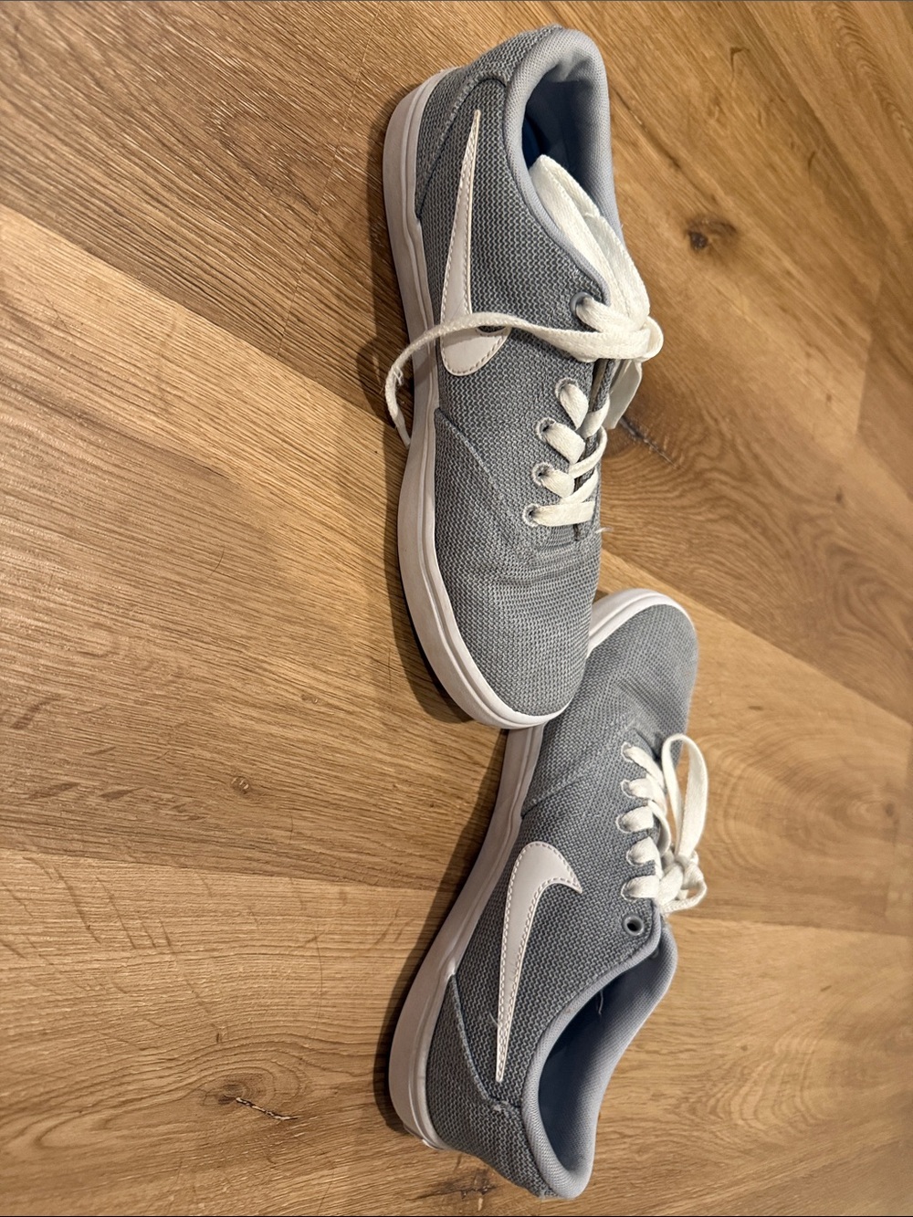 Nike SB Light Gray Canvas Low-Top Sneakers with White Swoosh